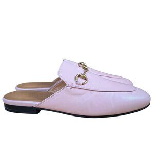 Gucci Princetown Horsebit Loafer Mule Blush Pink Leather Slip-On Flat EU 36.5